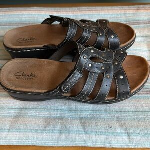 Clarks studded slides